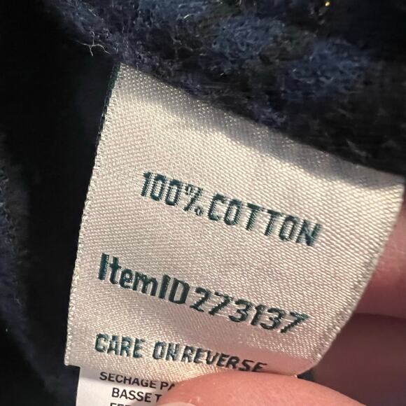 L.L.Bean 100% Cotton Navy Blue and Green Relaxed Fit Flannel Size S - Picture 4 of 7